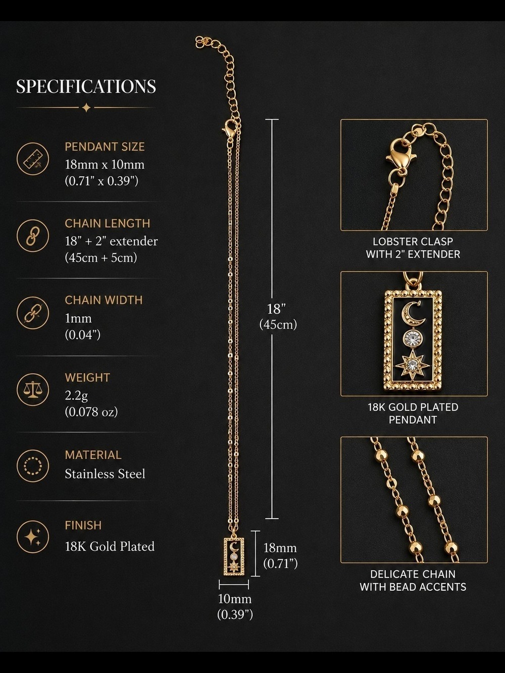 Gold Celestial Pendant Necklace - Picture 5 of 6